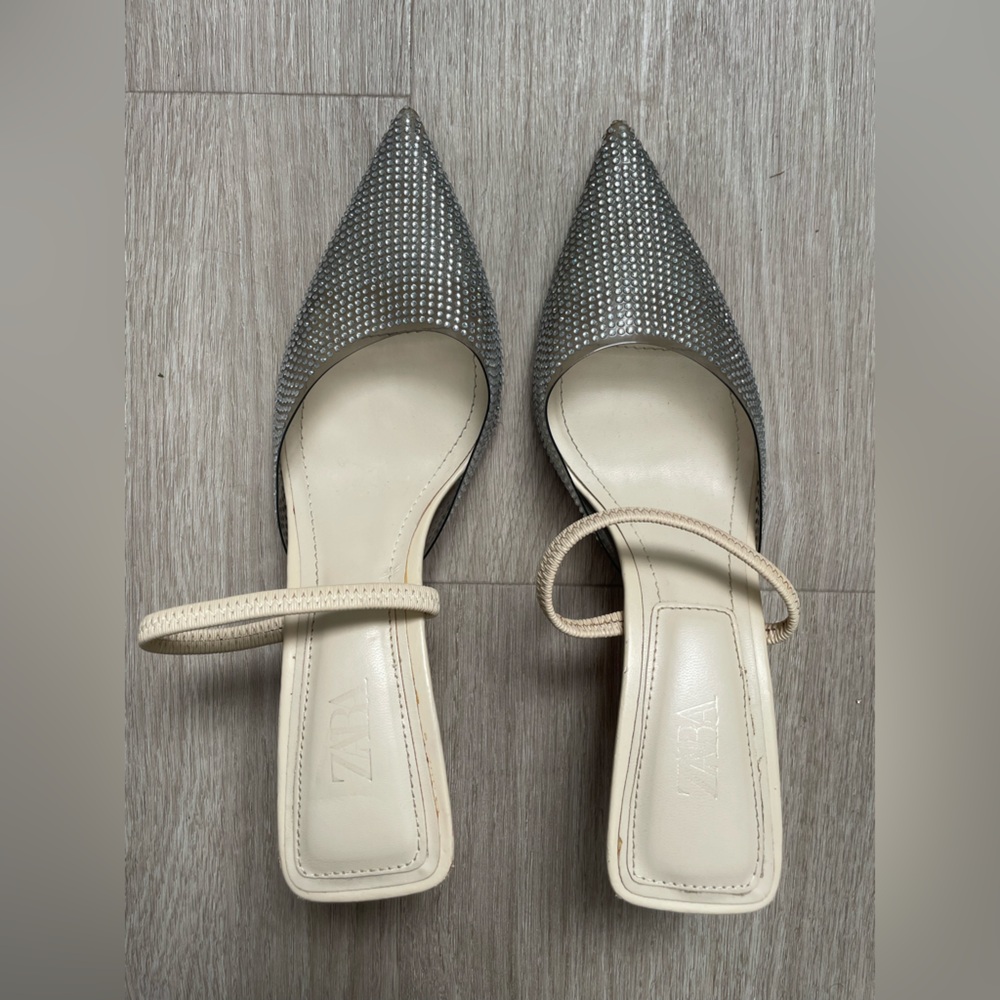 Zara Women's Glittering Silver Heels